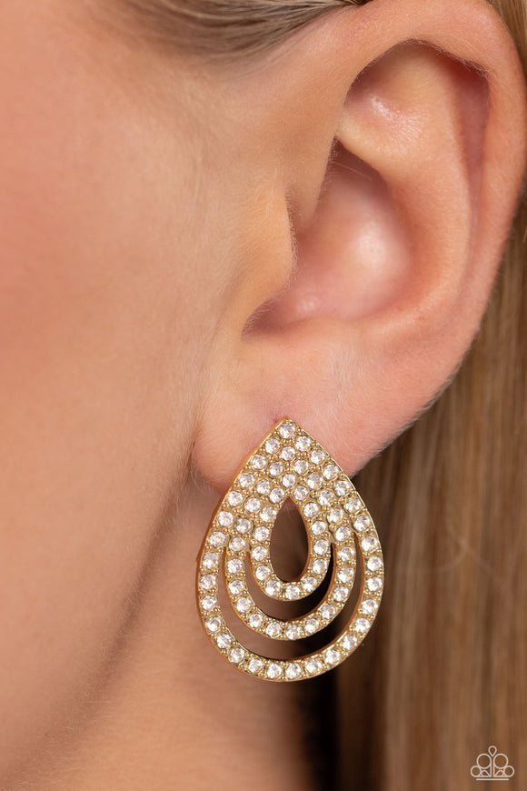 Red Carpet Reverie - Gold Post Earrings - Paparazzi Accessories