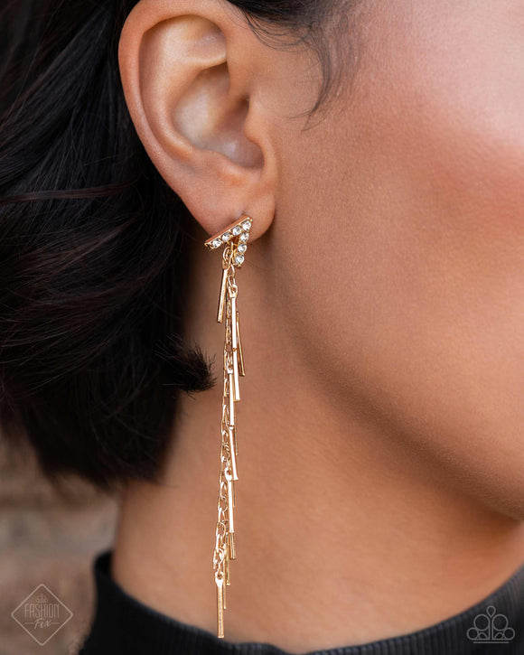 Linear Landmark - Gold Post Earrings - Paparazzi Accessories