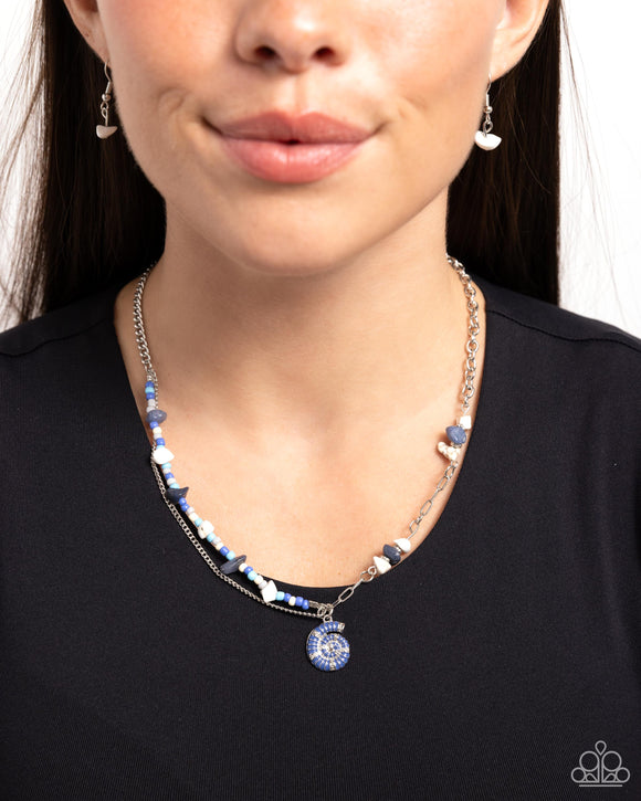 Spiraling Seafloor - Blue Necklace - Paparazzi Accessories