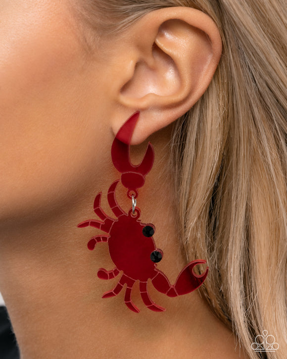 Crab Couture - Red Post Earrings - Paparazzi Accessories