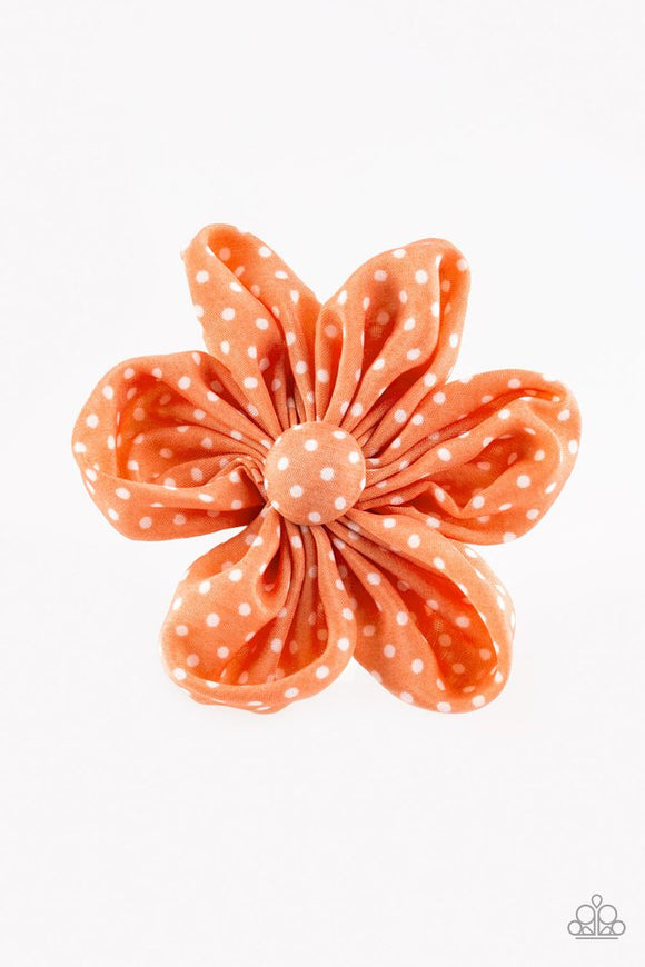 right-on-the-dot-orange-hair-clip-paparazzi-accessories