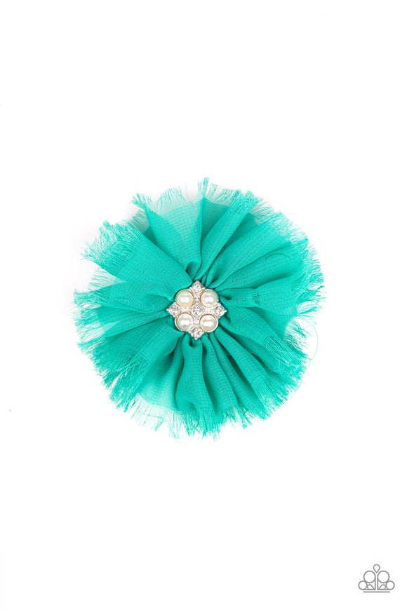 Flowering Fringe - Green Hair Clip - Paparazzi Accessories