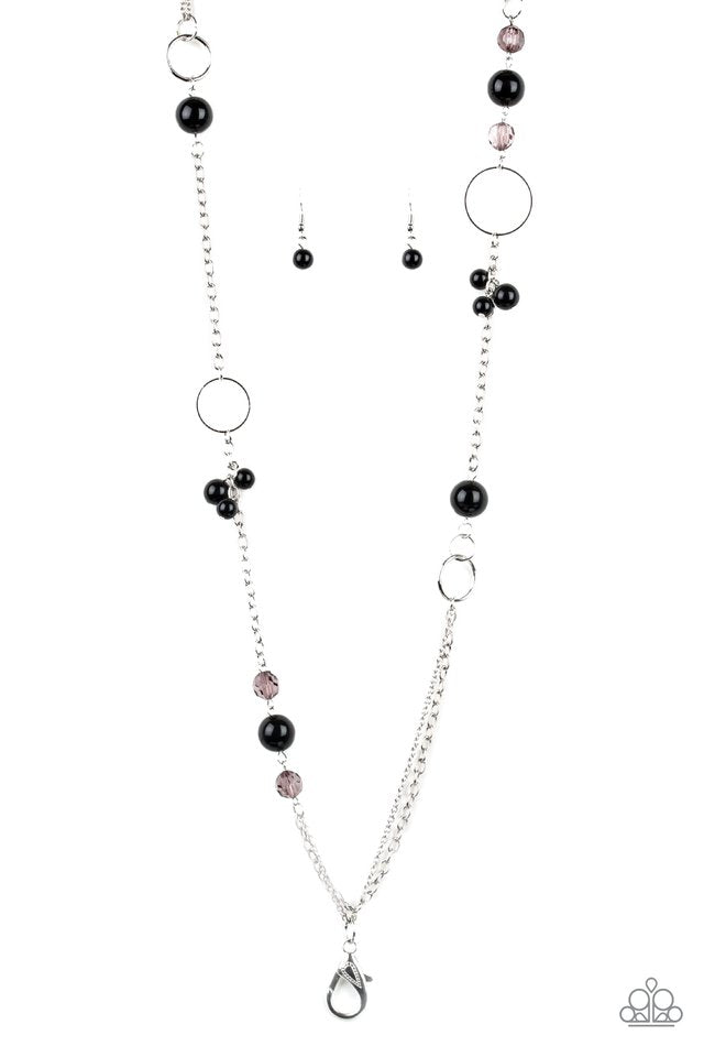 Pageant Princess Black Lanyard Paparazzi Accessories