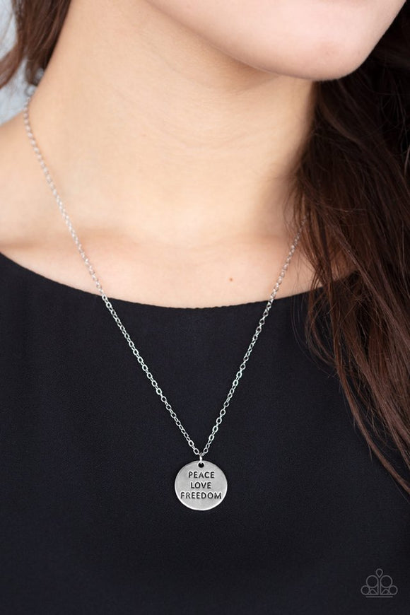 Freedom Isnt Free - Silver Necklace - Paparazzi Accessories