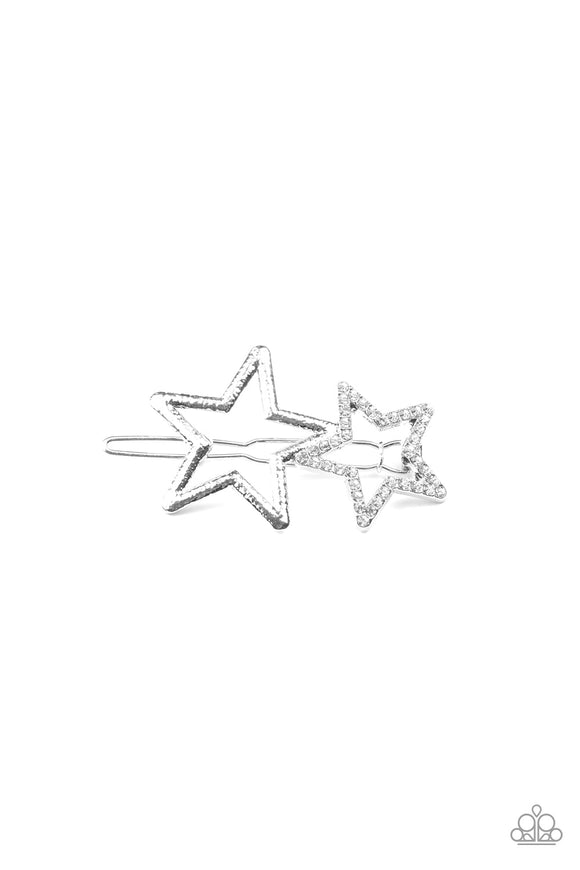 Lets Get This Party STAR-ted! - White Hair Clip - Paparazzi Accessories
