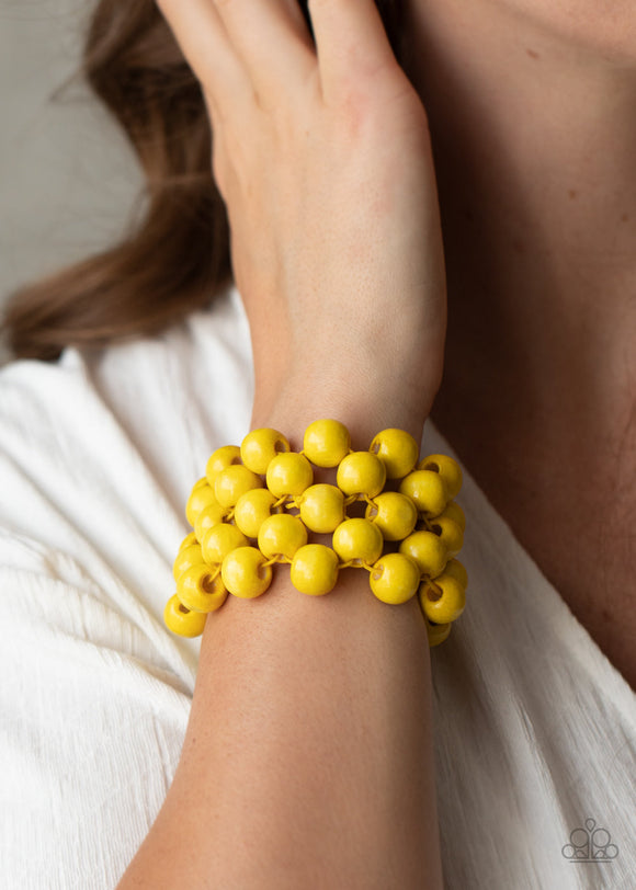 Tiki Tropicana - Yellow Bracelet - Paparazzi Accessories