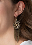 Blissfully Botanical - Brass Earrings - Paparazzi Accessories