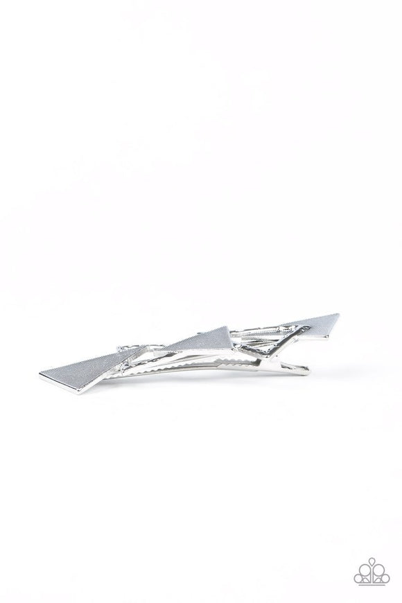 know-all-the-triangles-silver-hair-clip-paparazzi-accessories