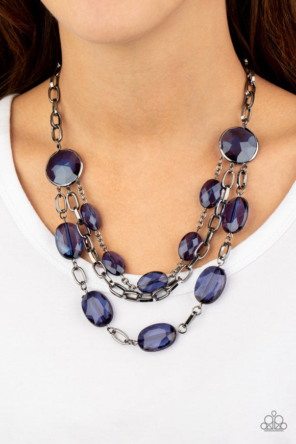 I Need a GLOW-cation - Blue Necklace - Paparazzi Accessories