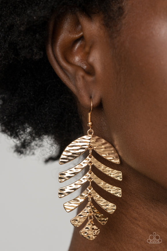 Palm Lagoon - Gold Earrings - Paparazzi Accessories