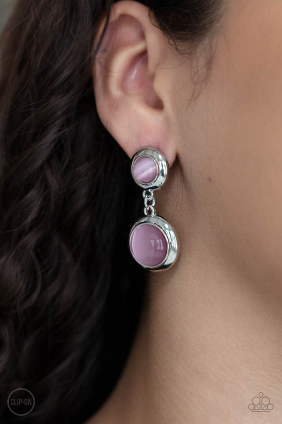 Subtle Smolder - Pink Clip-On Earrings - Paparazzi Accessories