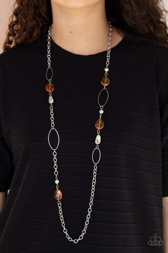 SHEER As Fate - Orange Necklace - Paparazzi Accessories