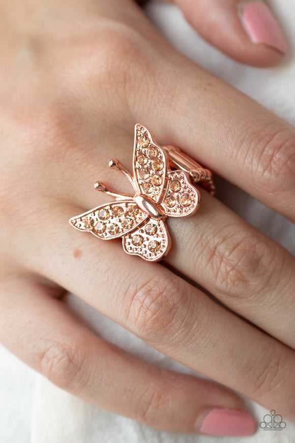 Bona Fide Butterfly - Copper Ring - Paparazzi Accessories