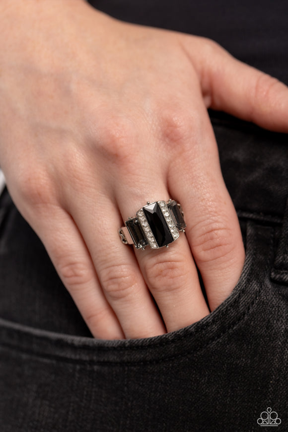 A GLITZY Verdict - Black Ring - Paparazzi Accessories