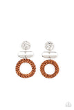 woven-whimsicality-brown-post earrings-paparazzi-accessories