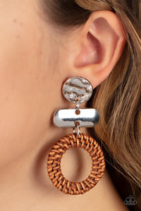 Woven Whimsicality - Brown Post Earrings - Paparazzi Accessories