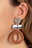 Woven Whimsicality - Brown Post Earrings - Paparazzi Accessories