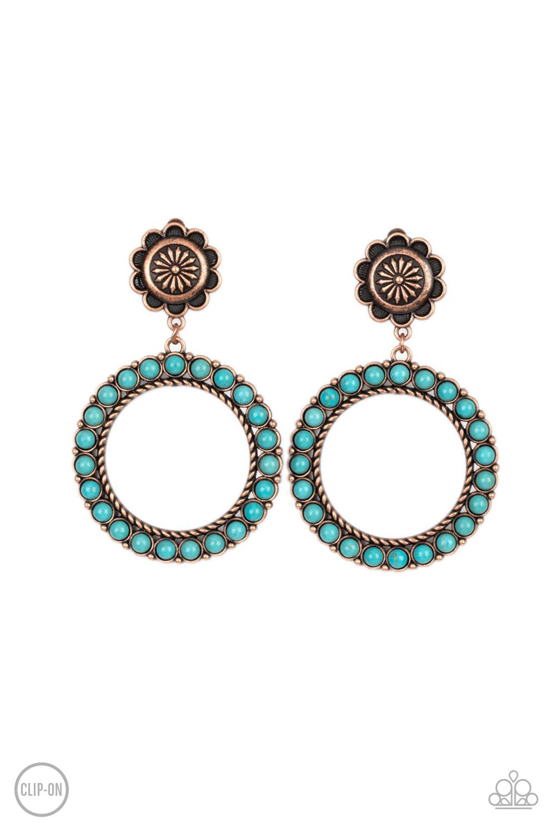 Playfully Prairie Copper ClipOn Earrings Paparazzi Accessories