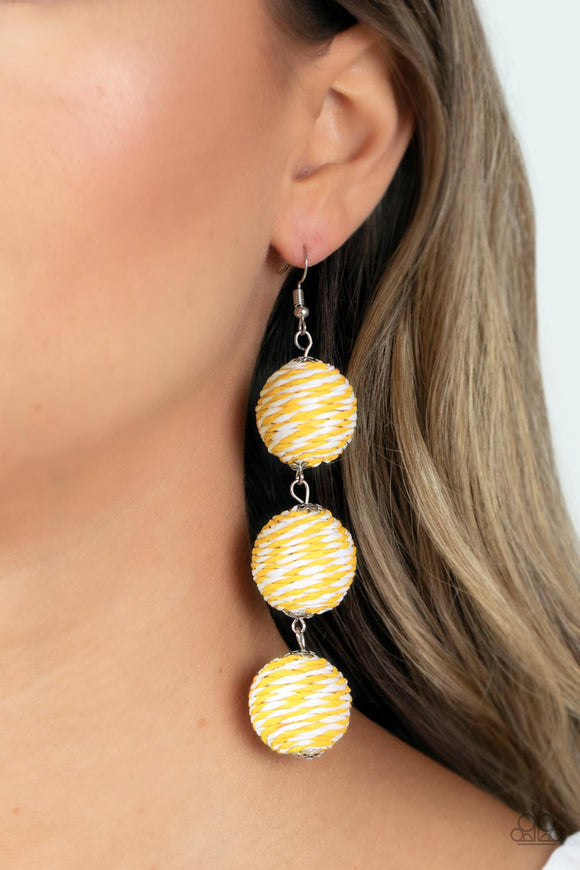 Laguna Lanterns - Yellow Earrings - Paparazzi Accessories