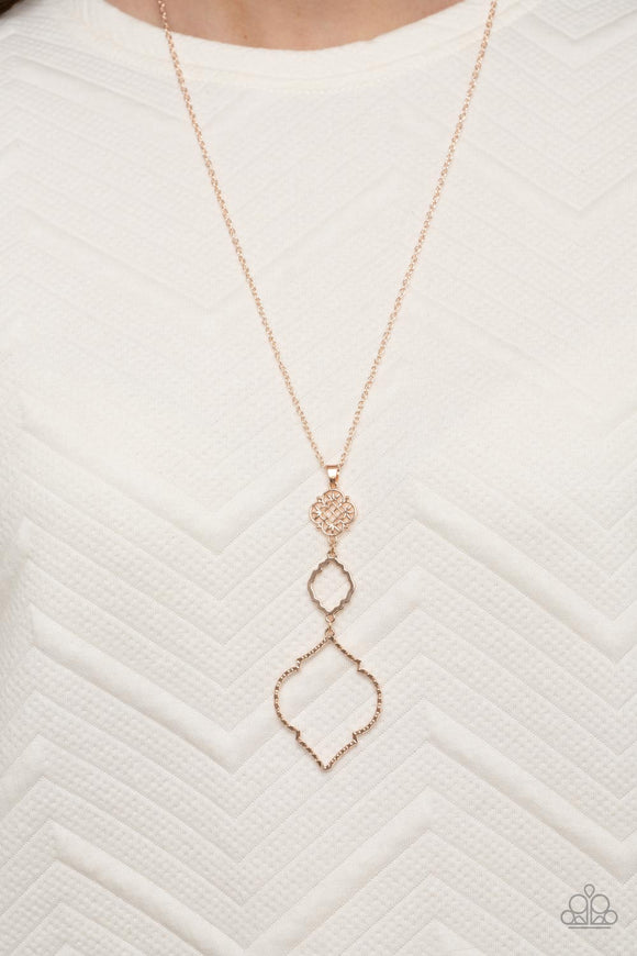Marrakesh Mystery - Rose Gold Necklace - Paparazzi Accessories