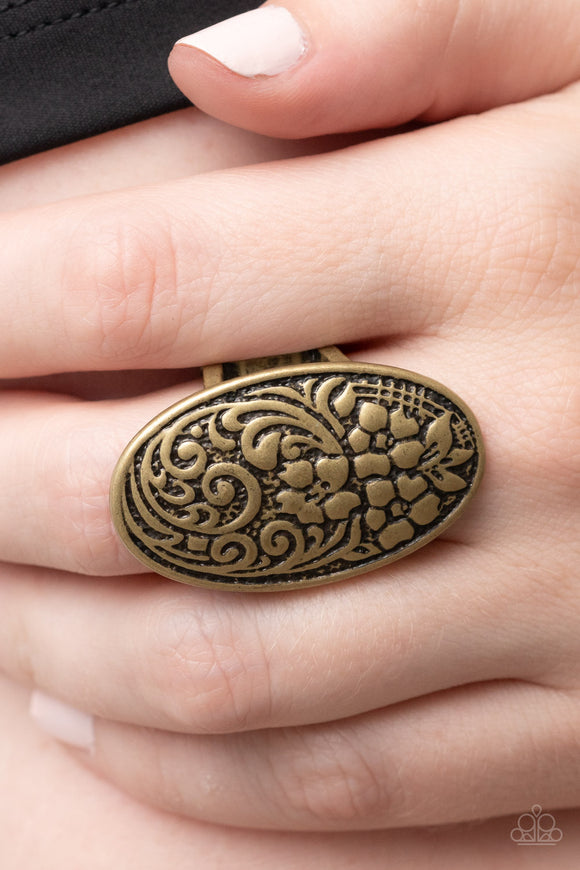 Floral Fortress - Brass Ring - Paparazzi Accessories