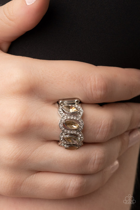 Staggering Sparkle - Brown Ring - Paparazzi Accessories