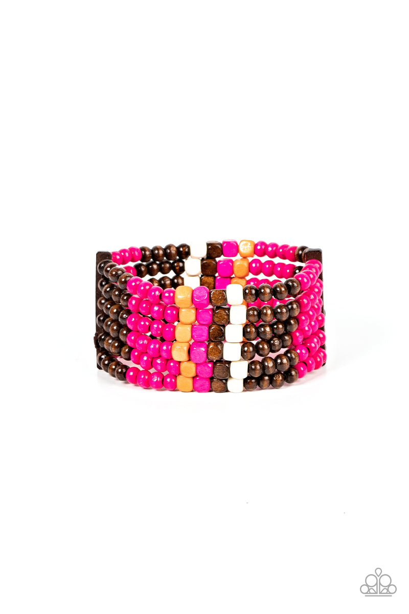 Dive into Maldives Pink Bracelet Paparazzi Accessories Bedazzle