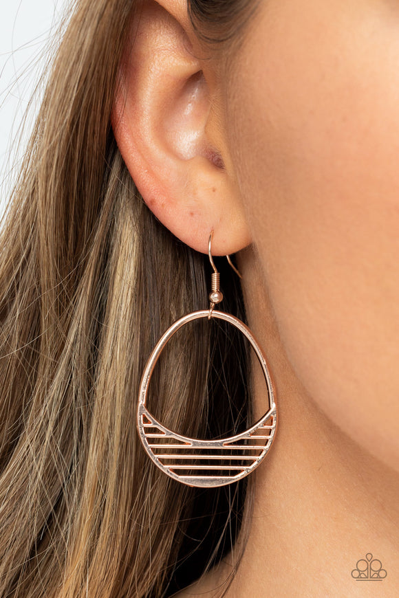 Segmented Shimmer - Rose Gold Earrings - Paparazzi Accessories
