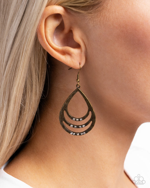Sojourn Shimmer - Brass Earrings - Paparazzi Accessories