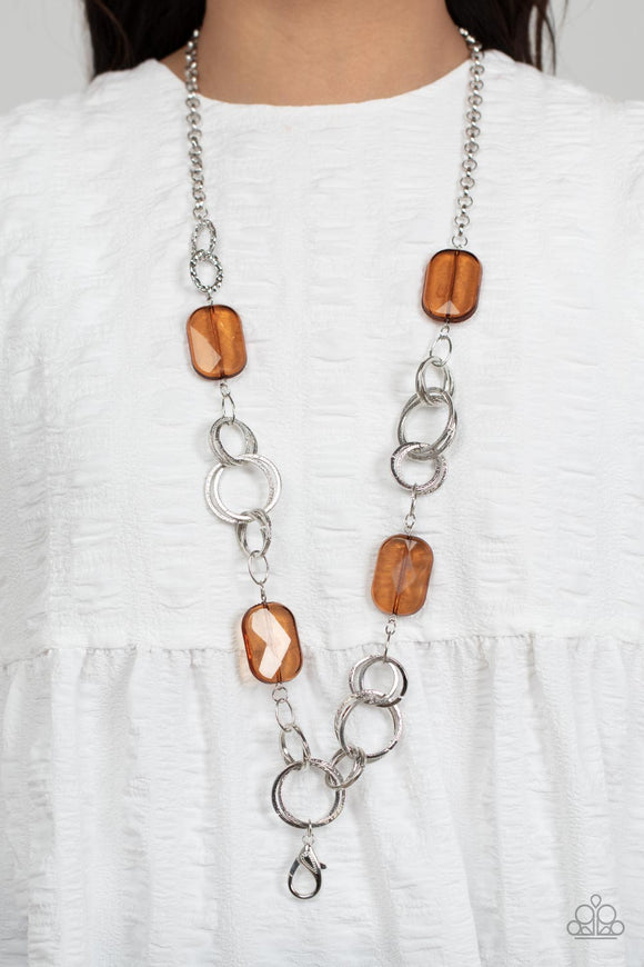 Stained Glass Glamour - Brown Lanyard - Paparazzi Accessories