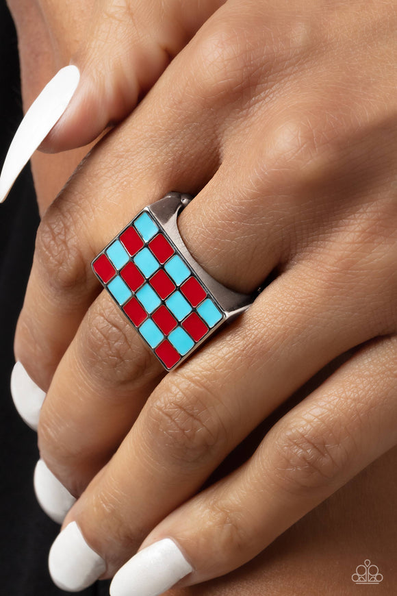 Checkerboard Craze - Red Ring - Paparazzi Accessories