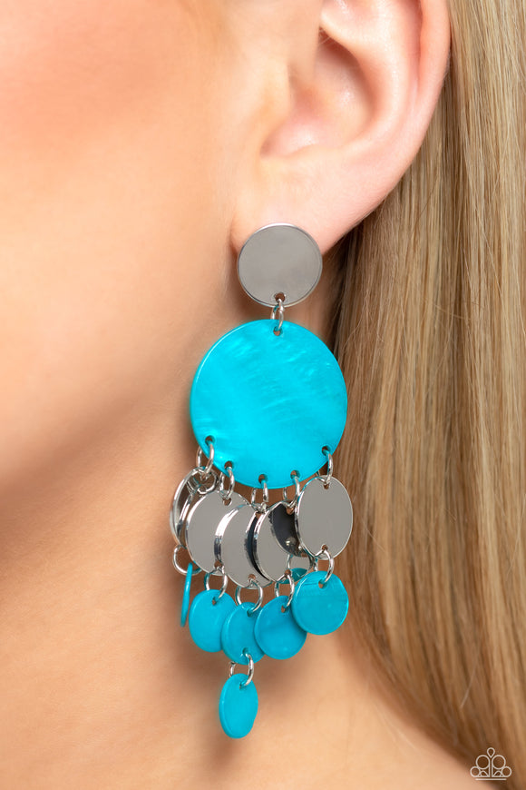 SHELL of the Ball - Blue Post Earrings - Paparazzi Accessories
