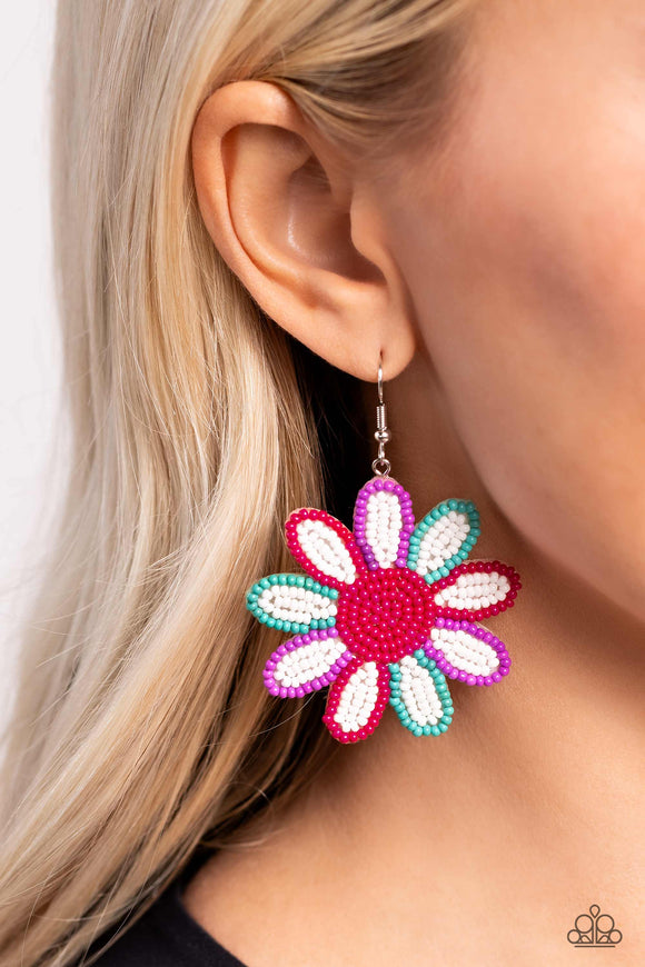 Decorated Daisies - White Earrings - Paparazzi Accessories