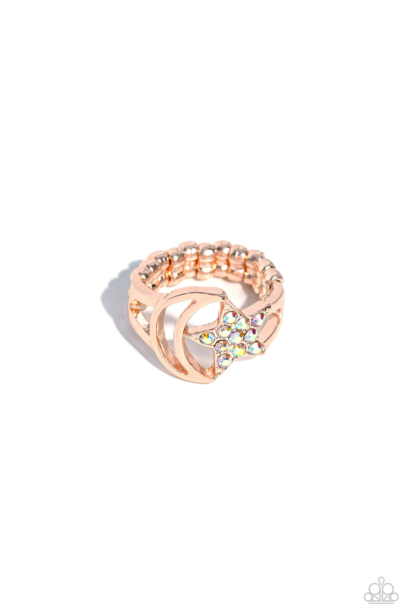Stargazing Style Rose Gold Ring Paparazzi Accessories Bedazzle Me Pretty Mobile Fashion