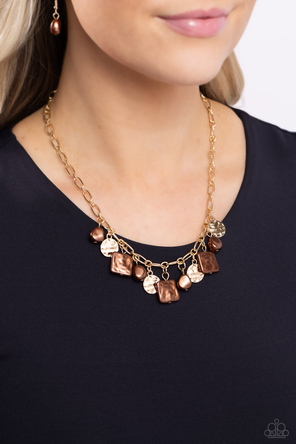 Sophisticated Squared - Brown Necklace - Paparazzi Accessories