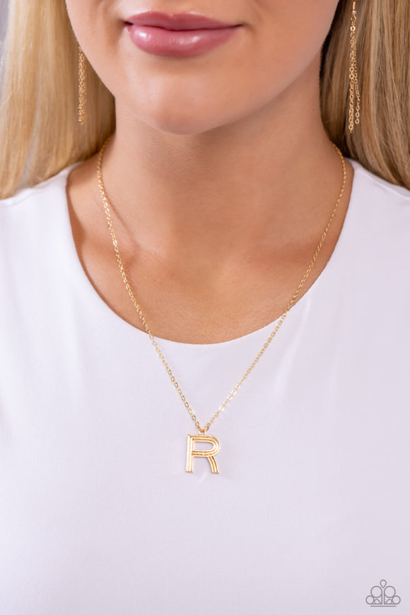 Leave Your Initials - Gold - R Necklace - Paparazzi Accessories