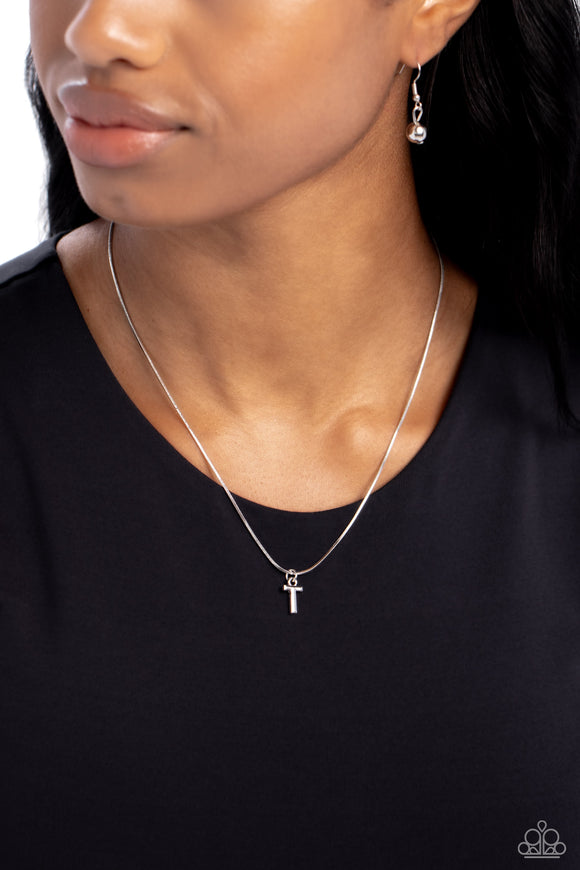 Seize the Initial - Silver - T Necklace - Paparazzi Accessories