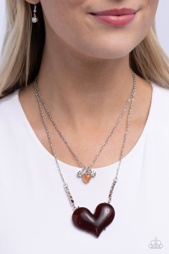 Heart-Racing Recognition - Brown Necklace - Paparazzi Accessories
