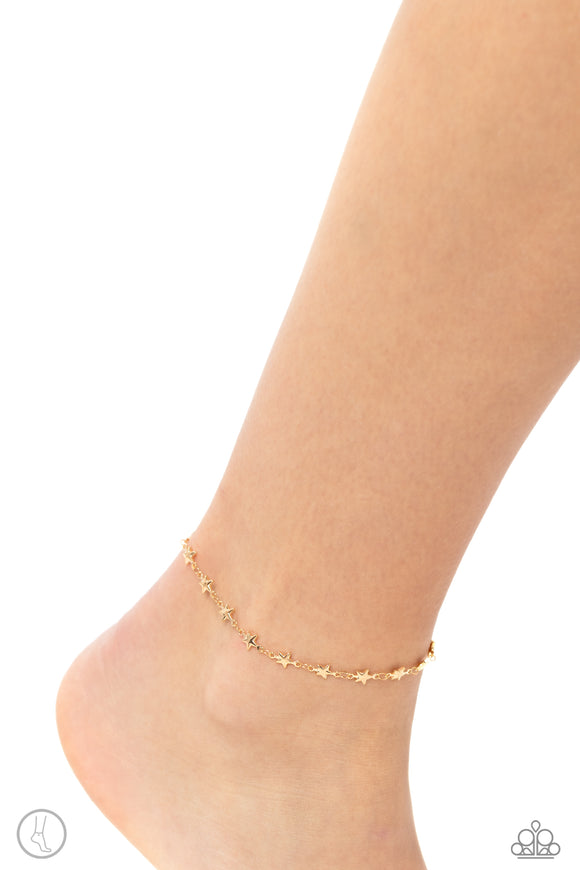 Starry Swing Dance - Gold Anklet - Paparazzi Accessories
