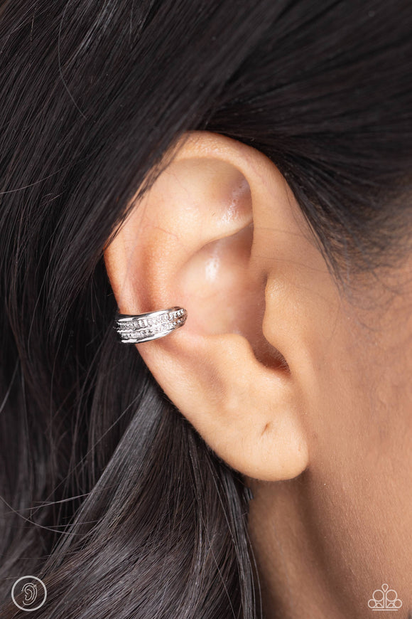 Serrated Season - Silver Cuff Earrings - Paparazzi Accessories