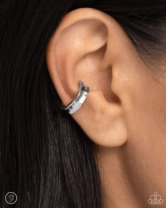 CUFF Call - Silver Cuff Earrings - Paparazzi Accessories