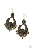 Sunny Chimes - Brass Earrings - Paparazzi Accessories