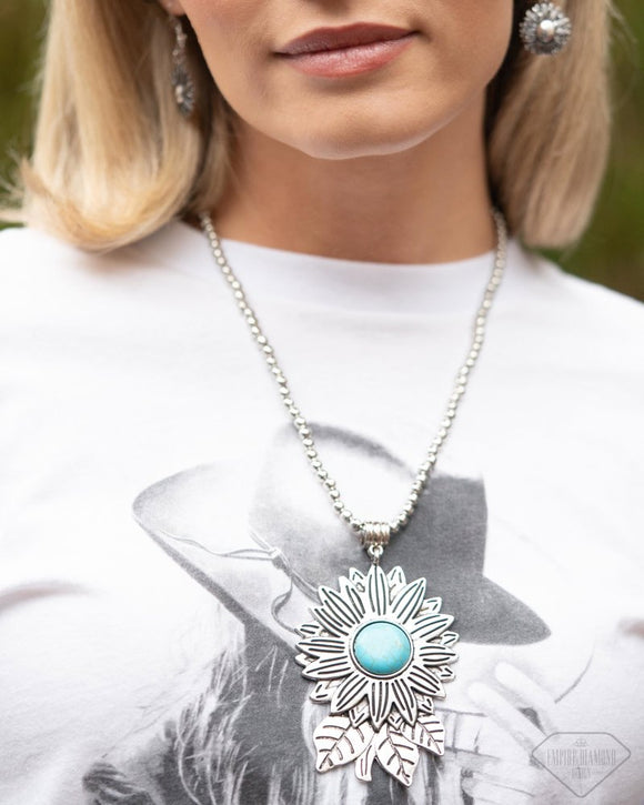 Sunflower Solstice - Blue Necklace - Paparazzi Accessories