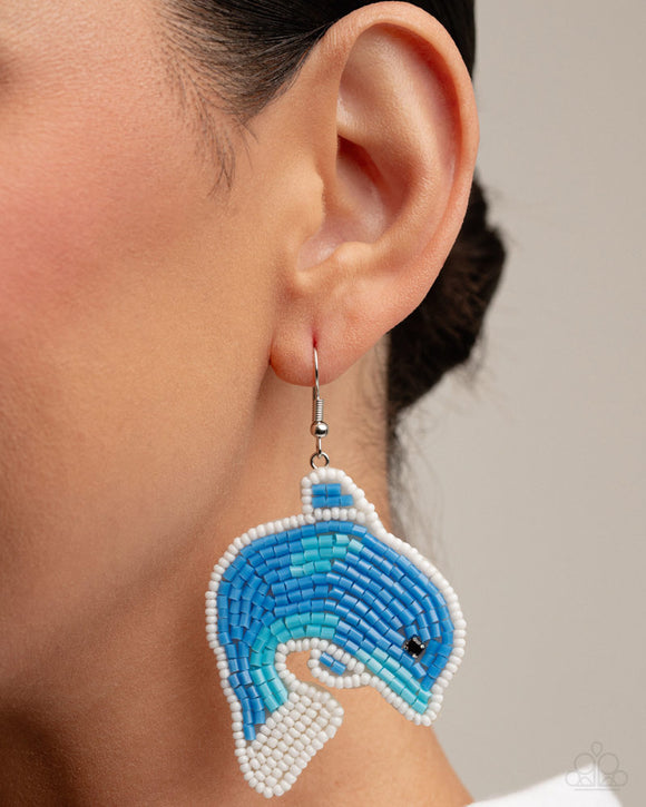 Dynamic Dolphin - Blue Earrings - Paparazzi Accessories