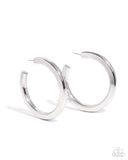 Sleek Spotlight - Silver Hoop Earrings - Paparazzi Accessories