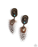 Feathered Fairy Tale - Brass Post Earrings - Paparazzi Accessories