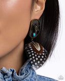 Feathered Fairy Tale - Brass Post Earrings - Paparazzi Accessories