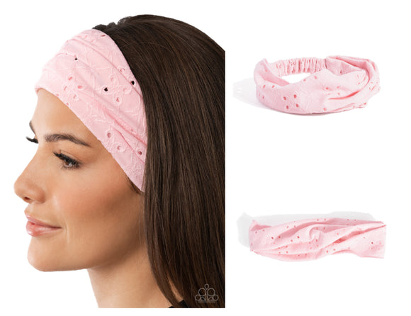 Eyelet Elegance - Pink Headband - Paparazzi Accessories