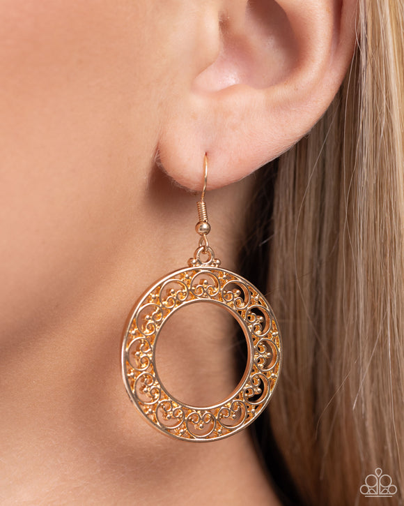 Vineyard Valentine - Gold Earrings - Paparazzi Accessories