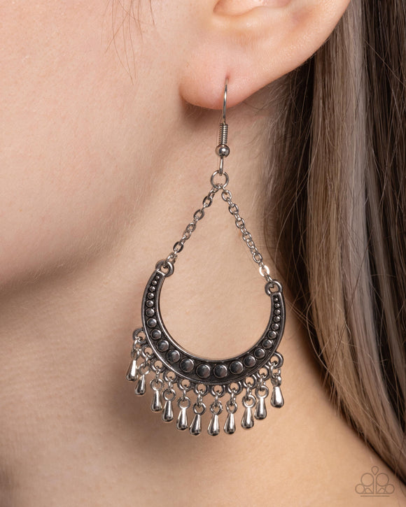 Melodic Moons - Silver Earrings - Paparazzi Accessories